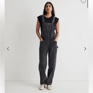 Madewell NEW Denim Oversized Carpenter Overalls in Hartwell Wash Black NM284